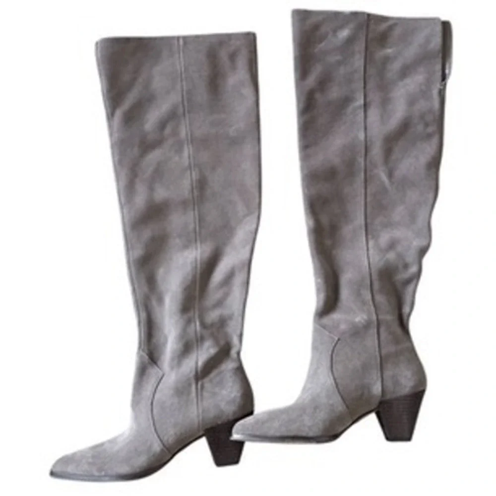 Vince Camuto Over The Knee Boots Leather Size 5 Wide Calf Block Heel NEW‎